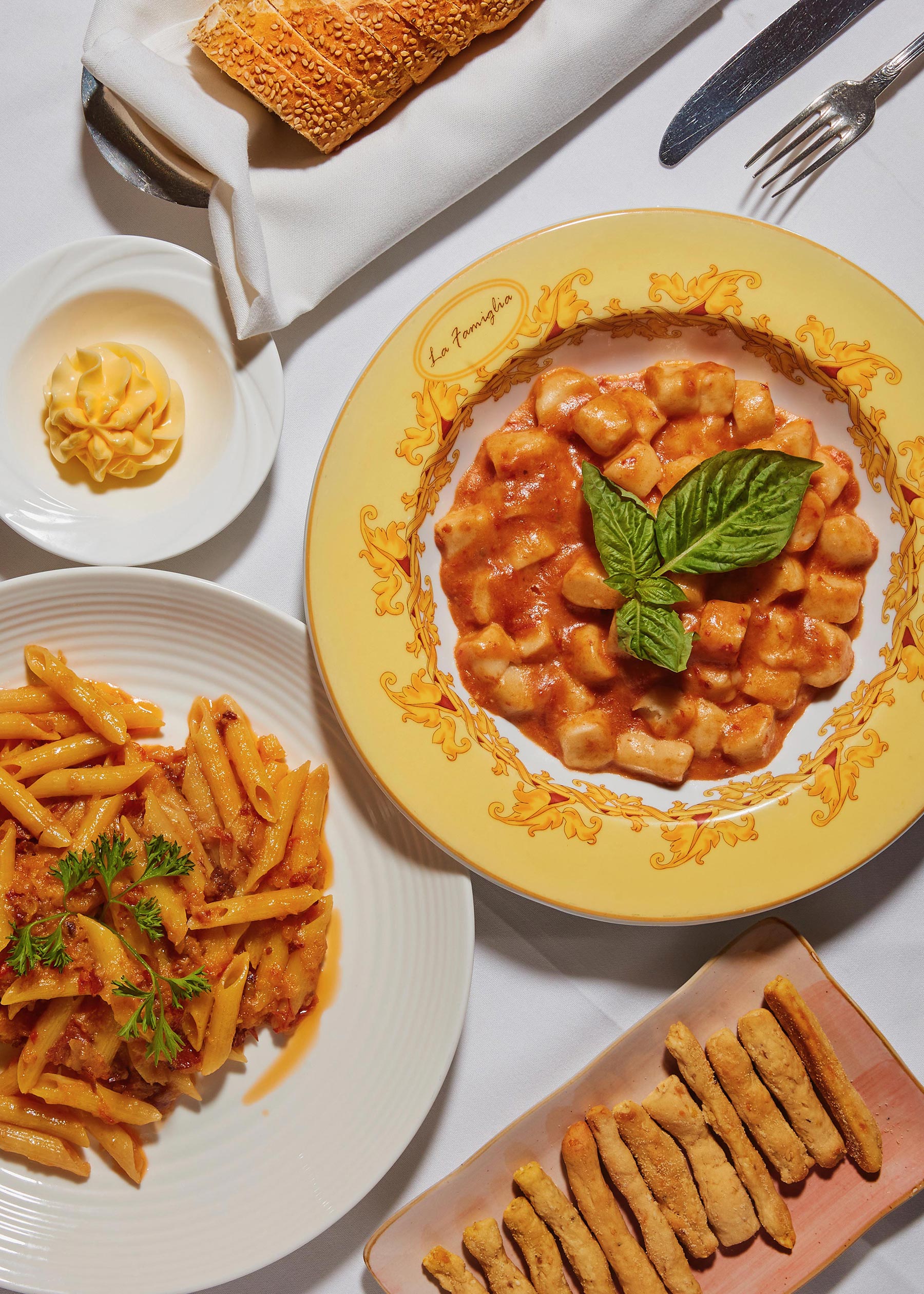 La Famiglia pasta dish served in the dining room